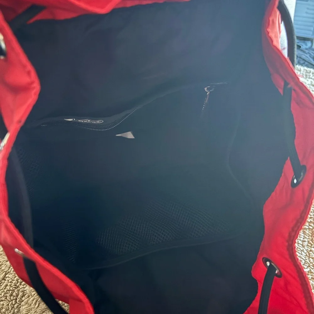 Lesportsac Red Nylon Backpack with Black Trim and Front Pockets - Picture 6 of 8